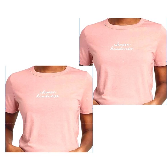 (2-PK) Women's Small "Choose Kindness" Short Sleeve Graphic T-Shirt - Misty Rose - Picture 1 of 7